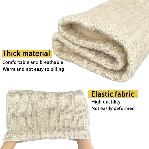 Men\'s Beige Winter Thermal Fleece Neck Warmer Windproof Face Cover Ski Mask